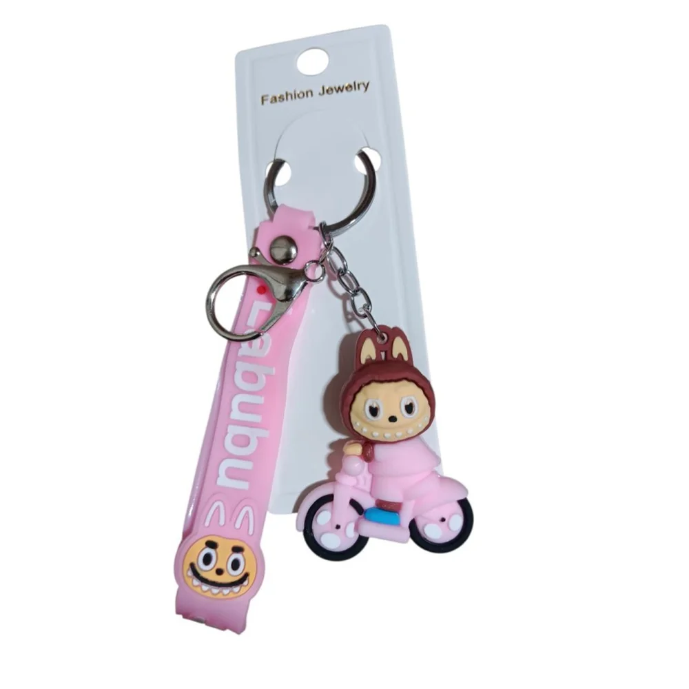 Labubu Inspired Motorcycle Keychain in Pink